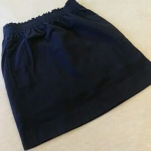 J. Crew Navy Blue Linen/Cotton Blend Paperbag Waist Mini Skirt